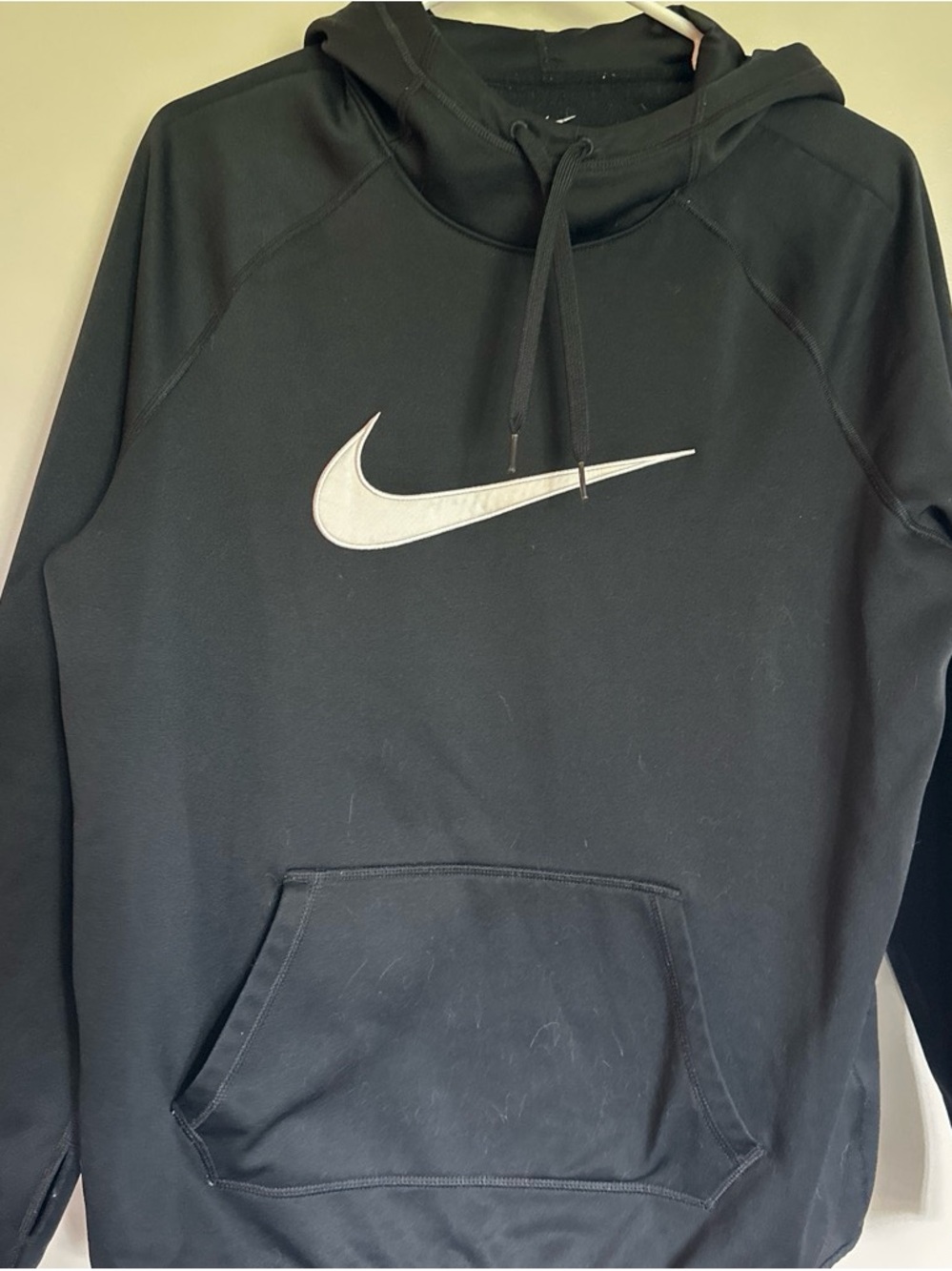 Nike Dryfit Black Hoodie with White Swoosh